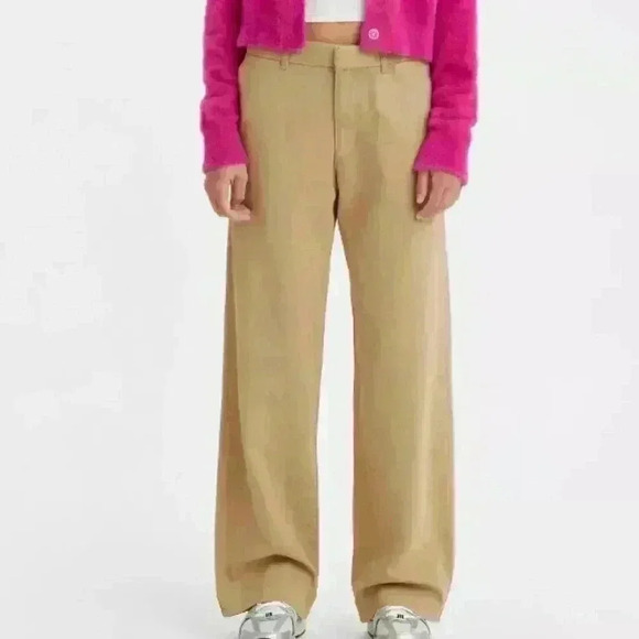 LEVI'S | Women's Khaki Brown  Mid Rise Straight Leg Baggy Trouser Pants - Picture 1 of 8